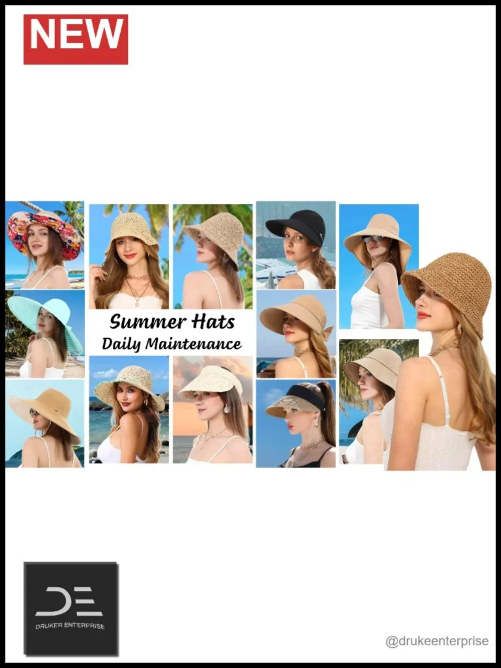 Handmade Crochet Straw Bucket Hat Sun Protection Travel Foldable Cap